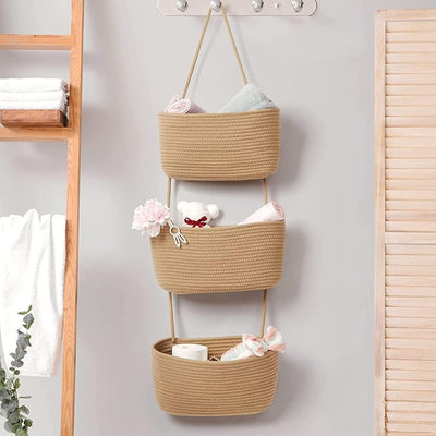 Hängeorganizer, 3 Stufiger Tür Wand Hängend Korb, Wall-Mounted Veranstalter lagerung körbe aus Baumw