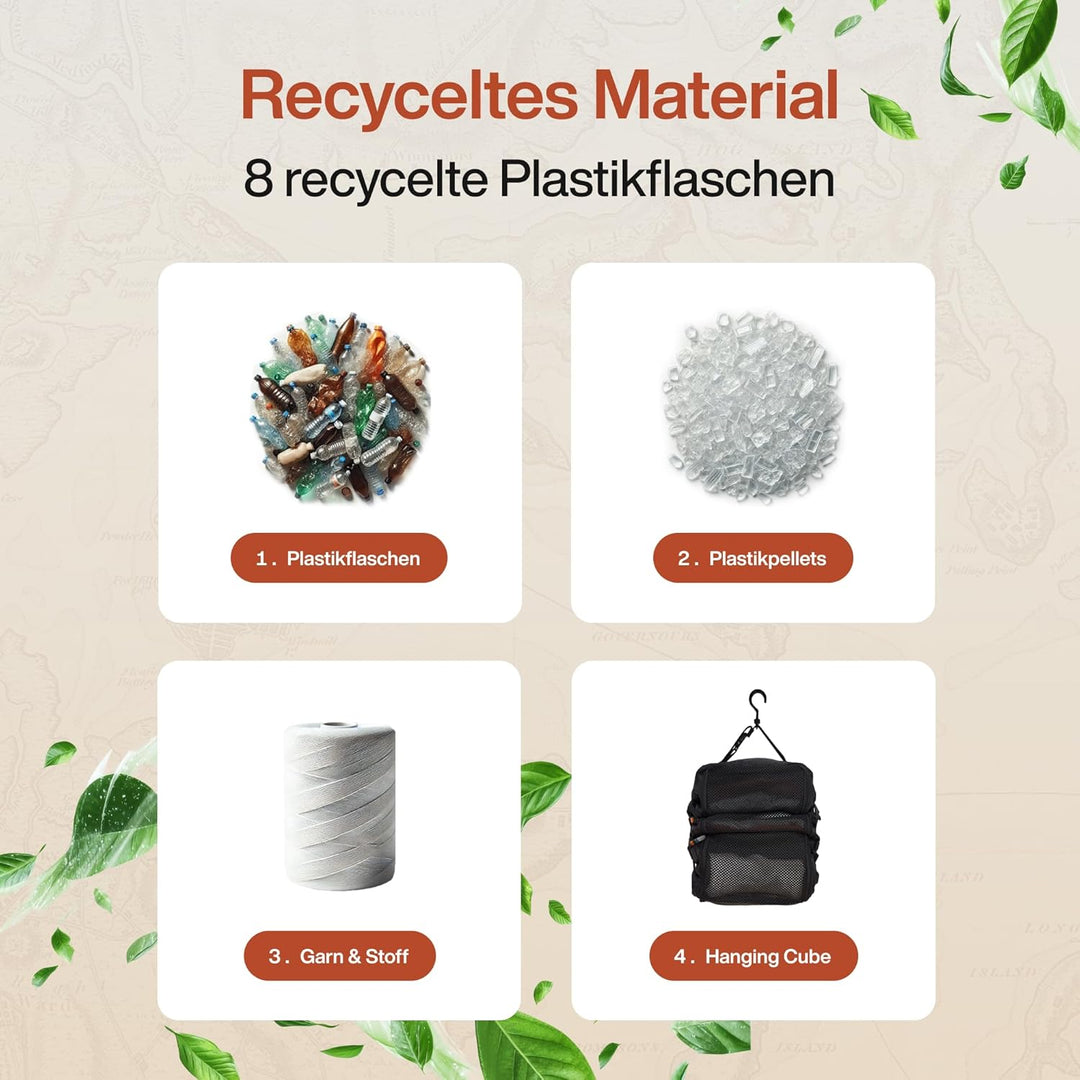TRAVEL DUDE Hanging Packing Cube mit Kompression aus recycelten Plastikflaschen | Hängende Packwürfe