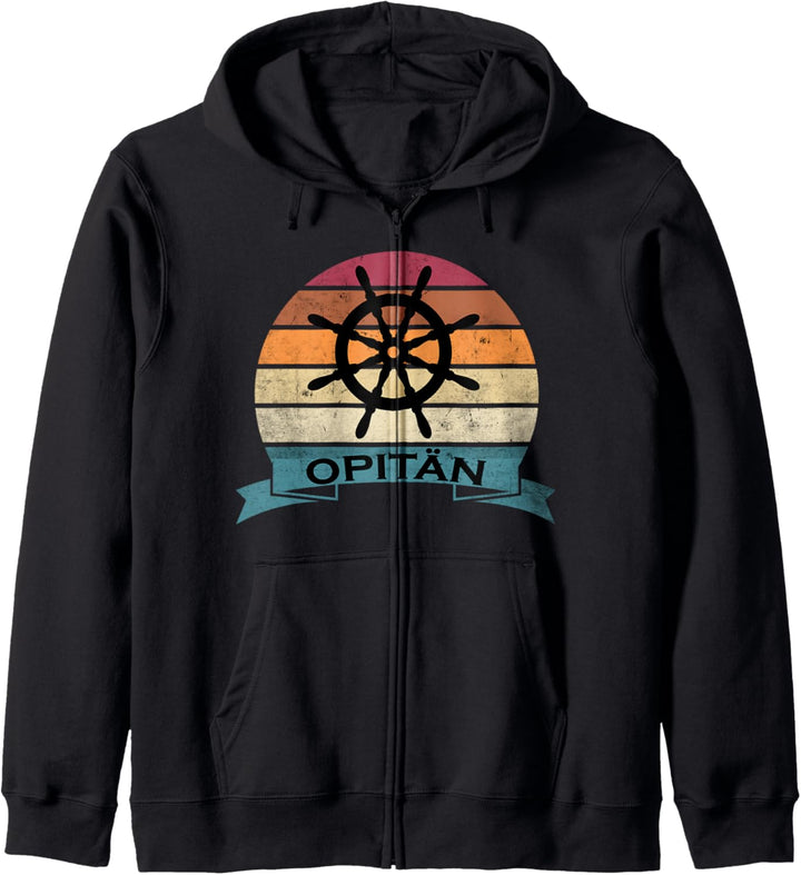 Opitän - Vintage Opa Kapitän Segeln Steuerrad Seefahrer Kapuzenjacke