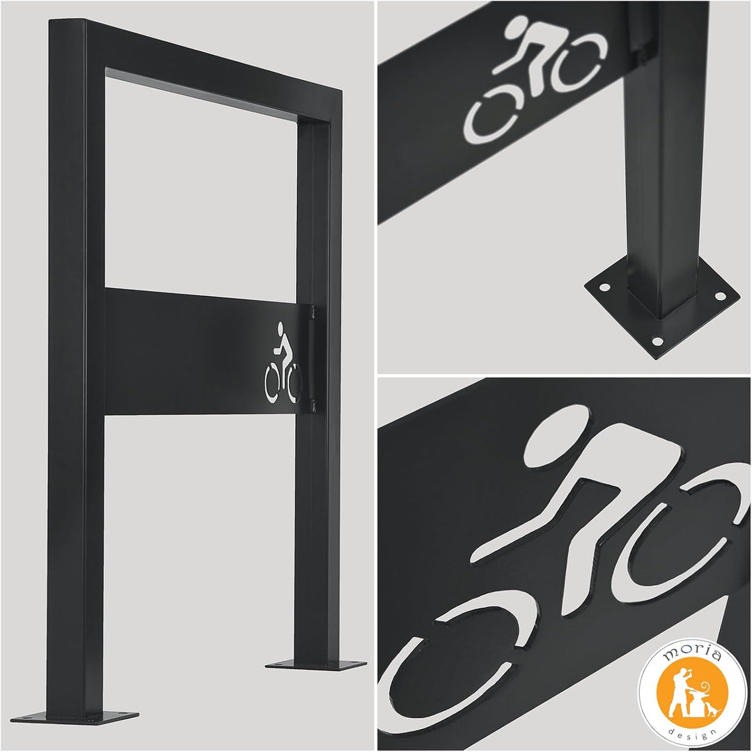 MORIA DESIGN U-Typ Fahrradständer 78 cm Bodenparker für 2 Fahrräder 78 x 80 x 50cm + Schild mit Logo