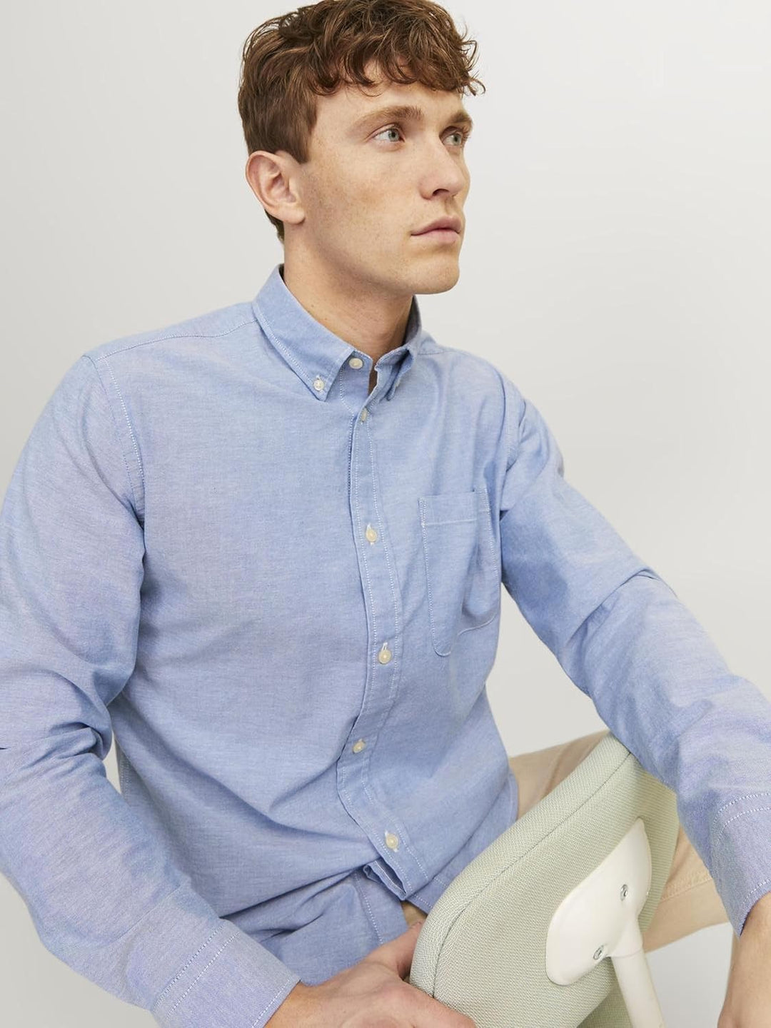 JACK &amp; JONES Brook Check Oxford Shirt S Cashmere Blue/Fit:slim Fit, S Cashmere Blue/Fit:slim Fit