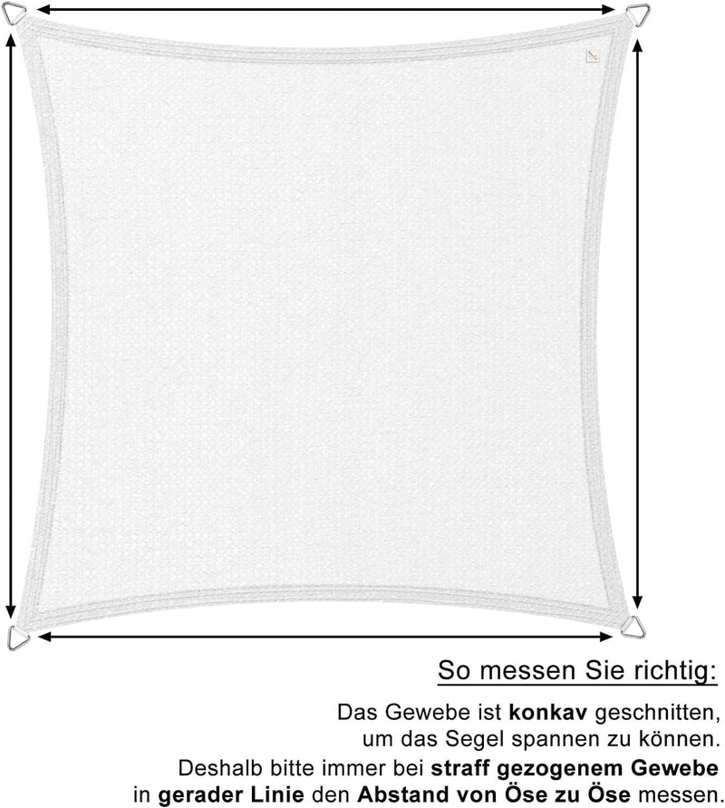 hanSe Sonnensegel quadratisch, Segeltuch Quadrat, 2x2 m in Limegrün, aus HDPE Gewebe, wetterbeständi