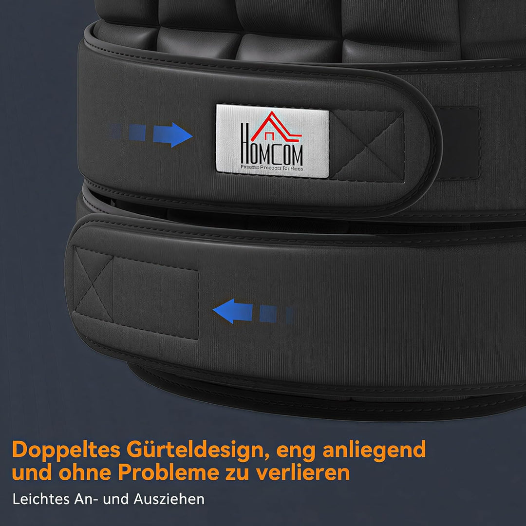 HOMCOM Gewichtsweste 20 KG verstellbare Trainingsweste mit herausnehmbaren Gewichten und Klettversch