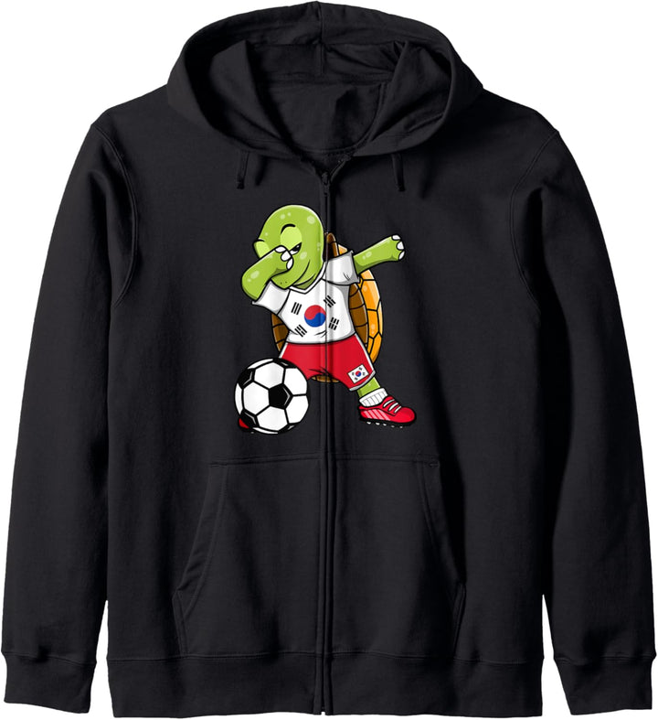 Dabbing Schildkröte Südkorea Fussball Koreanische Flagge Kapuzenjacke