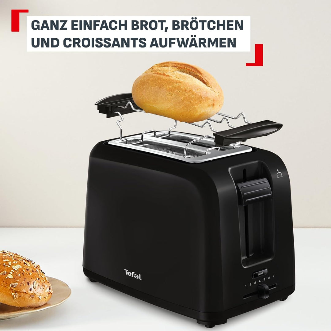 Tefal TT1A28 Vita Toaster | 7 Bräunungsstufen | 2 Toastschlitze | zentriert die Brotscheiben | Hebef