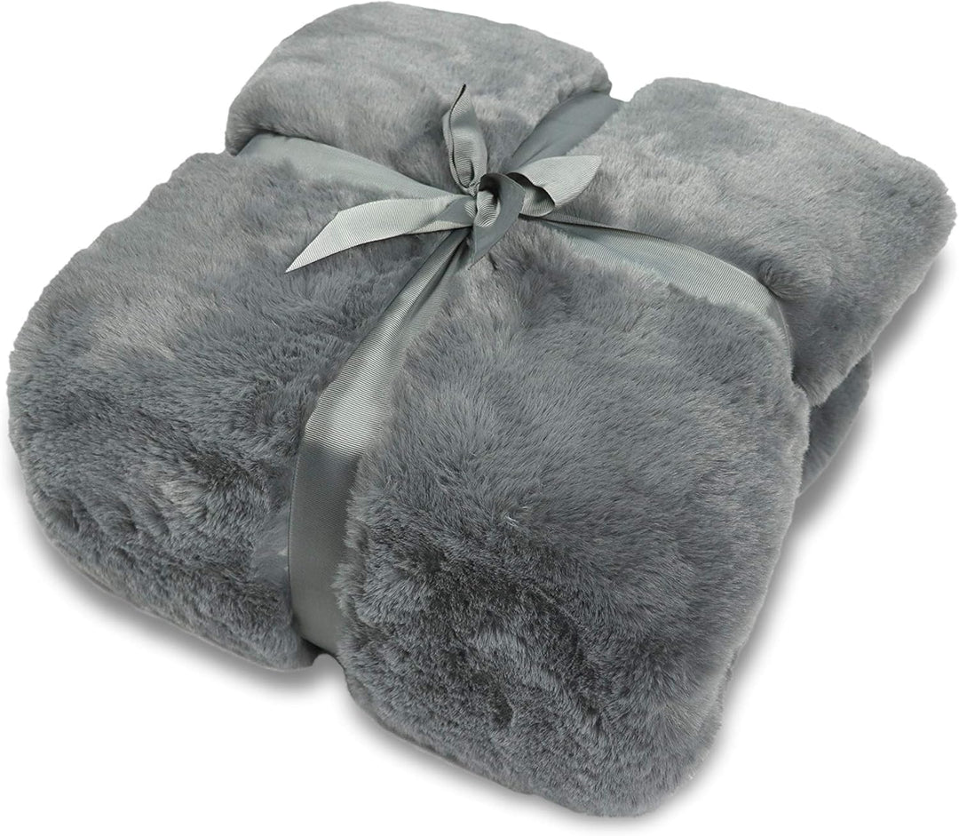 jilda-tex Wohn- Kuscheldecke Felloptik Rabbit Deluxe 750 GSM 150x200 220x240 cm Kunst-Felldecke (Hel
