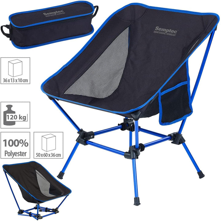 Semptec Urban Survival Technology Klappstuhl: Klappbarer Campingstuhl, 2 Sitzhöhen, Tasche, extra-le