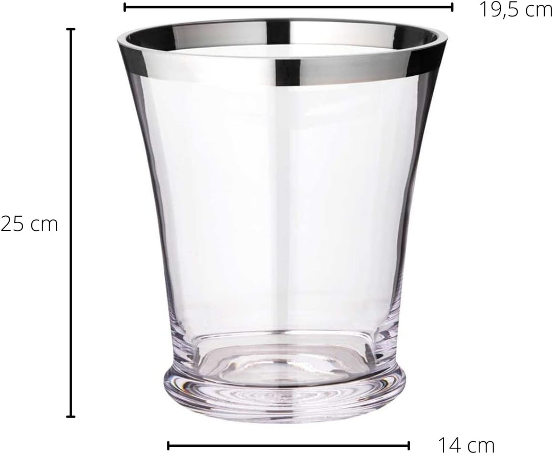 EDZARD Flaschenkühler Reuben (Ø 19,5 cm) aus Kristallglas mit Platinrand - Champagner Kühler, Sektkü