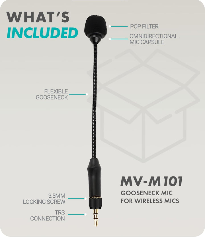 Movo MV-M101 Schwanenhals Omnidirektionales Lavalier-Mikrofon – Kompatibel mit DJI Mic/Rode Wireless