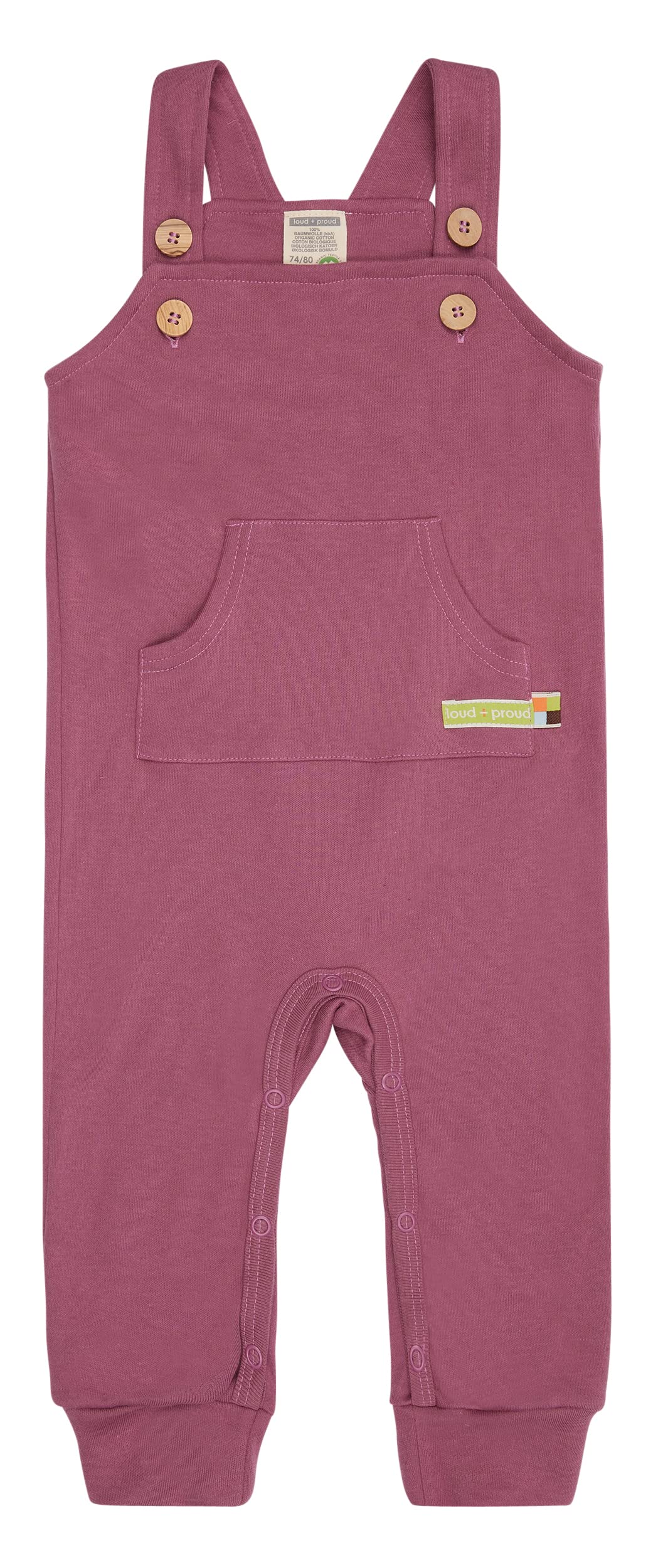 loud + proud Unisex Baby Latzhose, GOTS Zertifiziert Kleinkind-Strampelanzug 74-80 Grape, 74-80 Grap