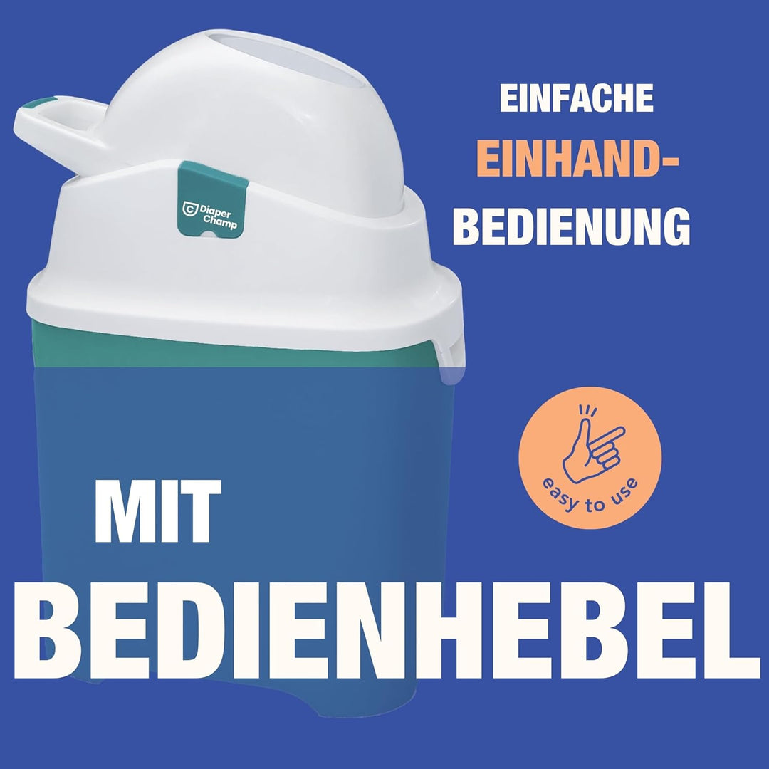 Geruchsdichter Windeleimer Diaper Champ ONE Windelbehälter funktioniert mit normalen Tüten Müllbeute
