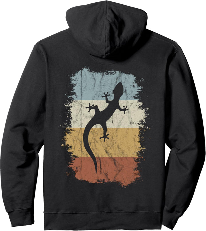 Funky Retro Gecko Silhouette Vintage Eidechse Pullover Hoodie