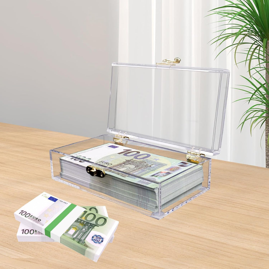 Transparente Acryl Geldkassette - Abschliessbare Spardose für Bargeld, Geldhalter, Organizer, Einrei