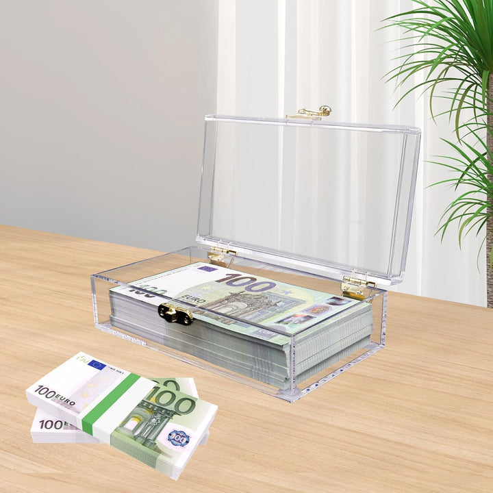 Transparente Acryl Geldkassette - Abschliessbare Spardose für Bargeld, Geldhalter, Organizer, Einrei