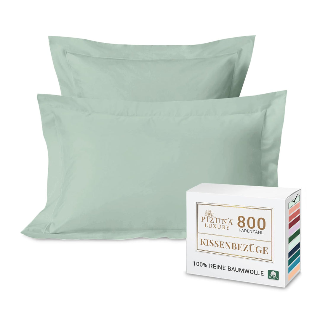 Pizuna Luxuriöser Kopfkissenbezug 50x75 cm 2er Set Meeresschaum, 800 Fadenzahl Baumwolle Kissenbezüg