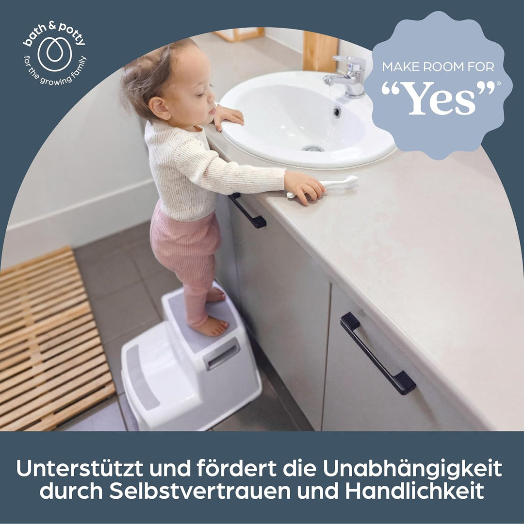 Dreambaby F687 Kinder-Tritthocker Tritt-Schemel Kinderschemel Anti-Rutsch, zweistufig, weiss/grau Gr