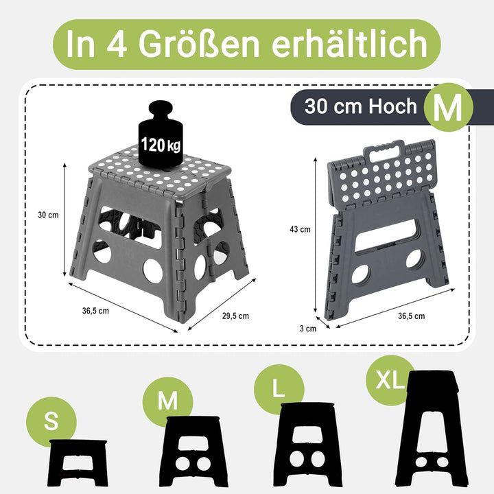 ZOLLNER Tritthocker faltbar - Klapphocker für Kinder und Erwachsene bis 120kg - Anti-Rutsch-Beschich