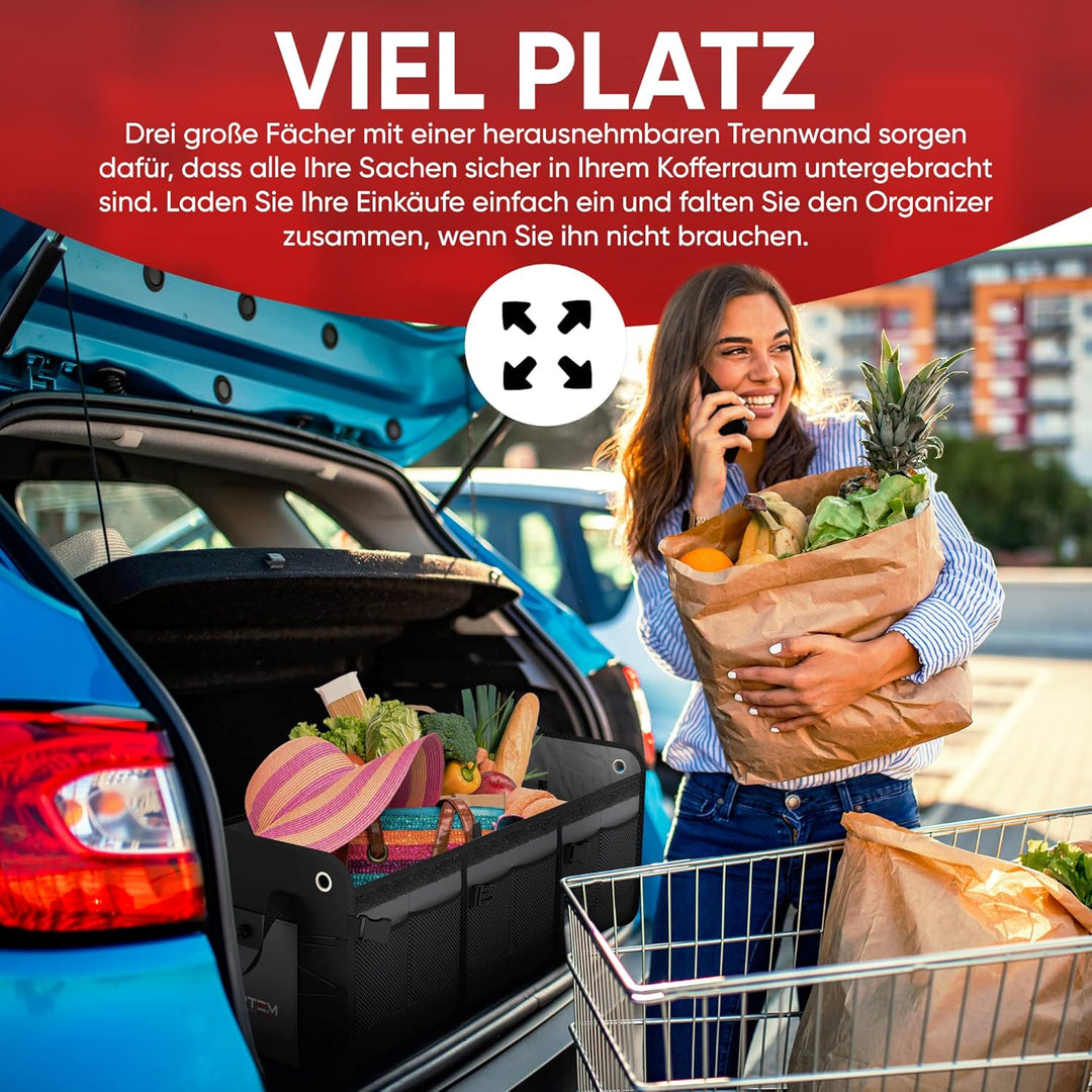 Fortem Kofferraum Organizer, Kofferraumtasche, Zusammenklappbarer Auto Organizer Kofferraum mit Fäch