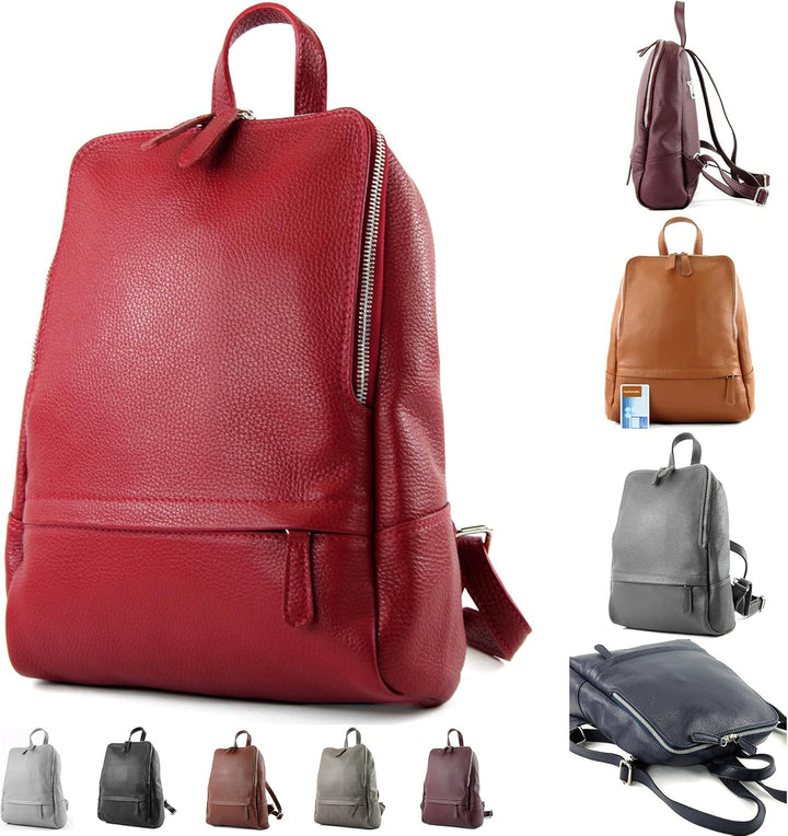 modamoda de - T138 - ital Damen Rucksacktasche aus Leder Dark Chocolate2021, Dark Chocolate2021