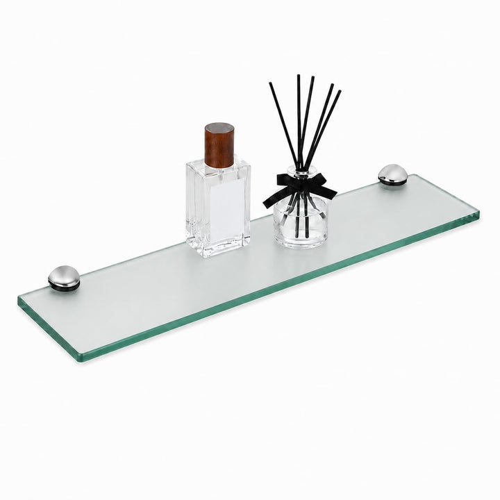 Glasablage Bad Matt 40 x 10 cm, Wandregal aus 8 mm gehärtetem Glas, Badezimmer Glasregal mit Zinkleg
