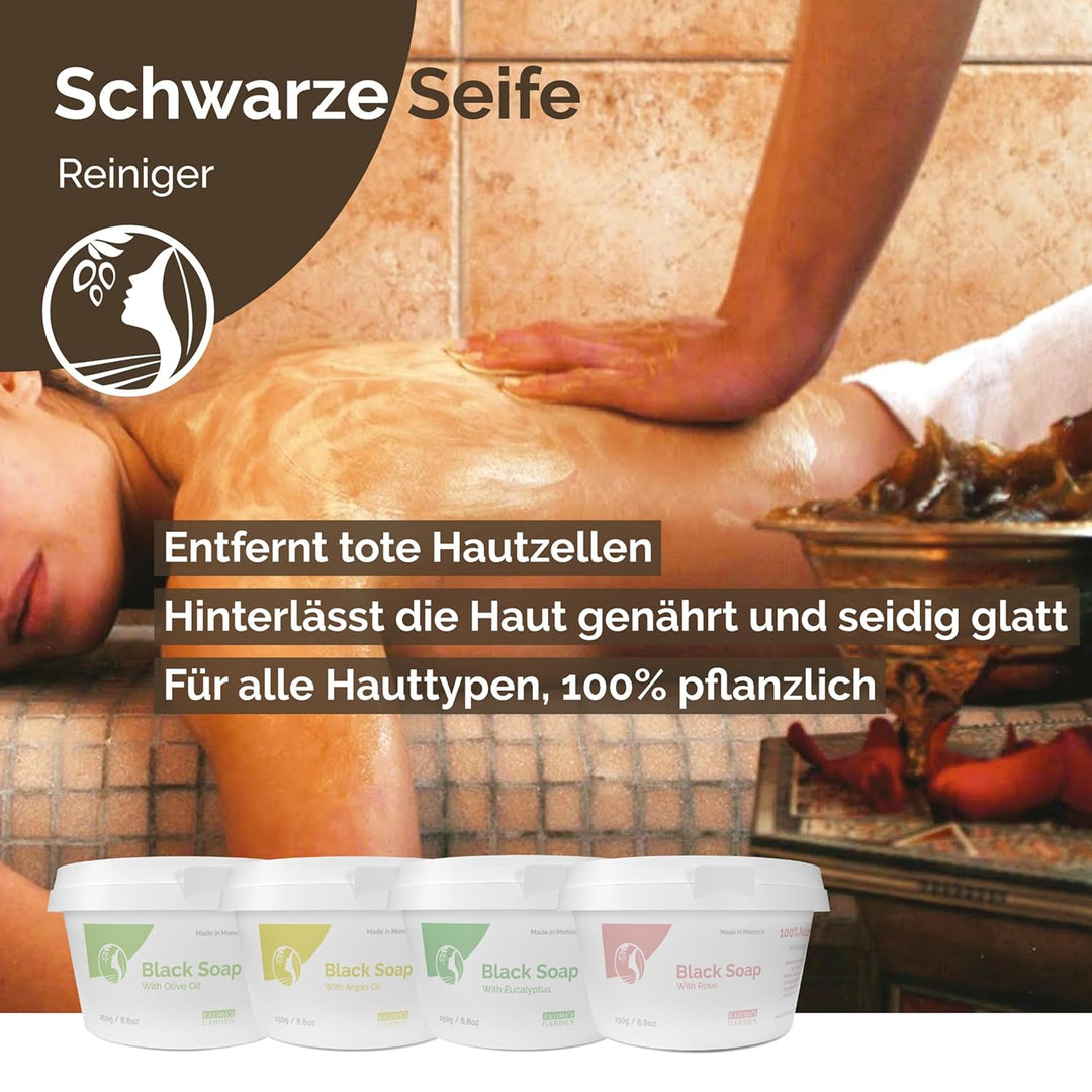 Fatima's Garden Rosenöl Schwarze Seife - Natürliches Peeling, 250g Rosenöl 250 g (1er Pack), Rosenöl