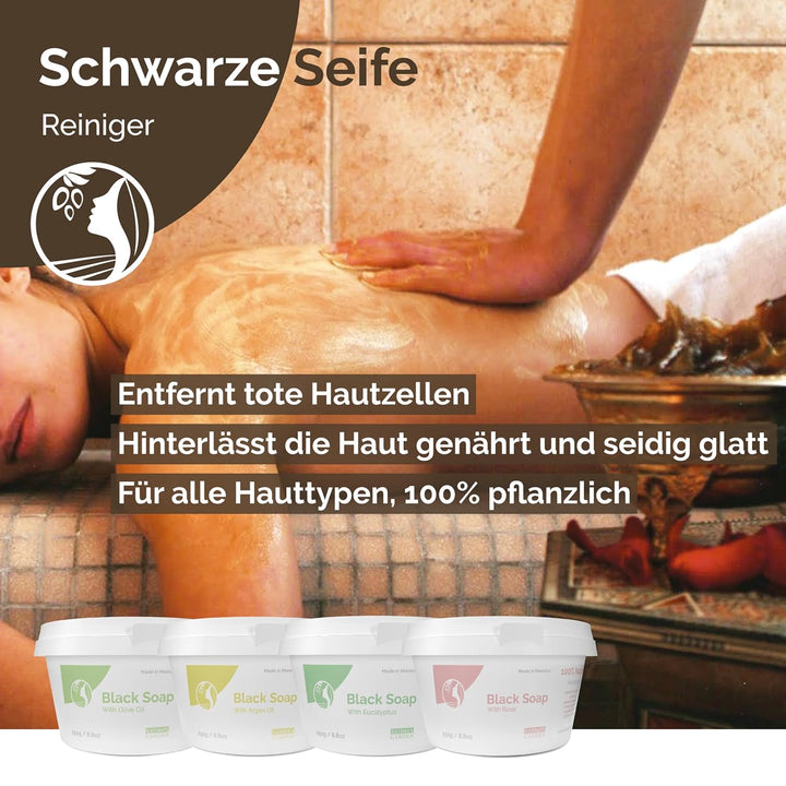 Fatima's Garden Rosenöl Schwarze Seife - Natürliches Peeling, 250g Rosenöl 250 g (1er Pack), Rosenöl