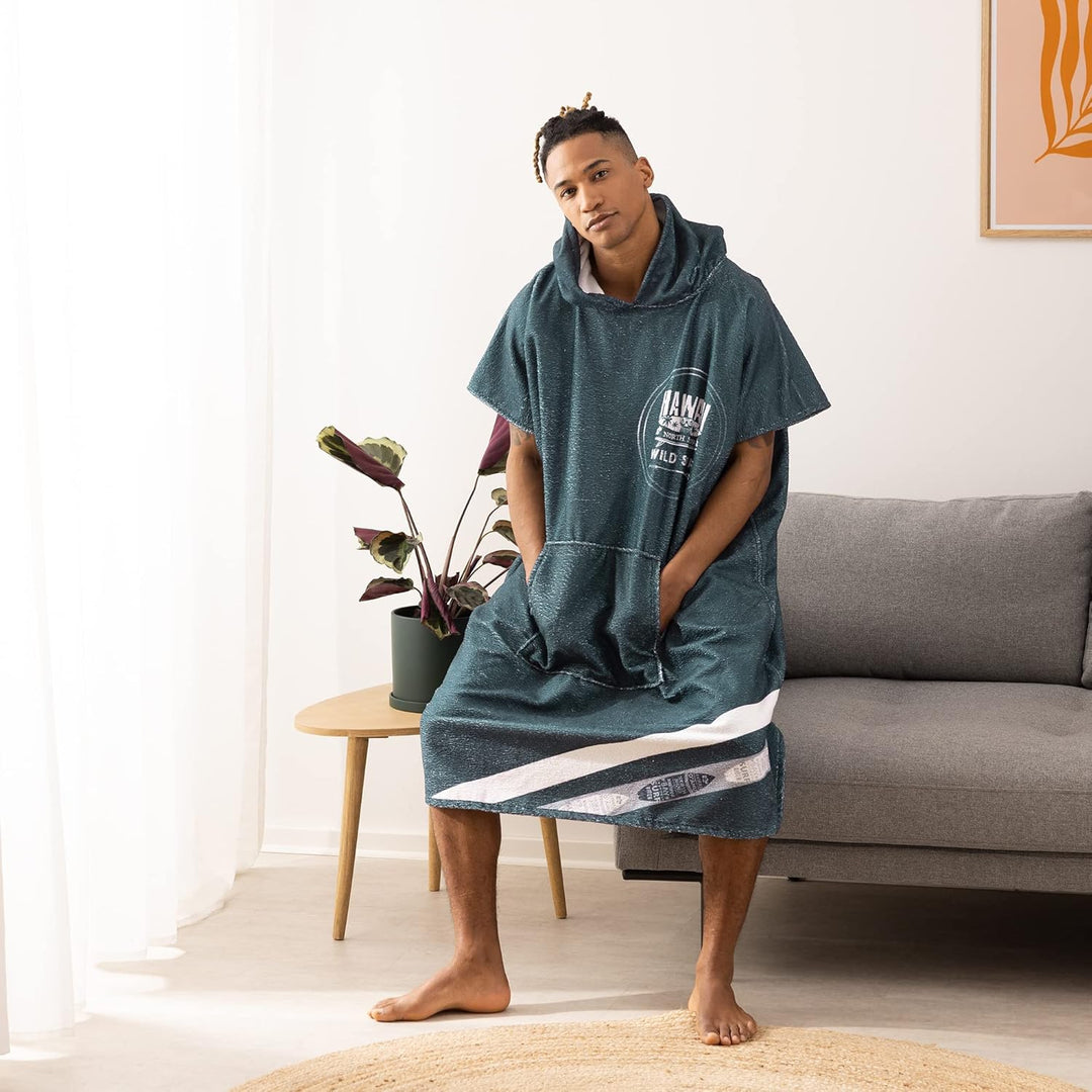 HOMELEVEL Badeponcho Unisex - Surf Poncho aus Baumwolle/Polyester - Handtuch für Erwachsene - Badema
