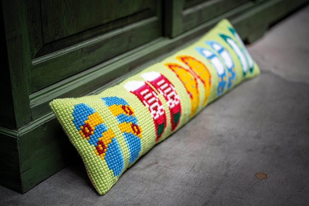 Vervaco PN-0188105 Zugluftstopper Kreuzstich Set vorgezeichnet, Baumwolle, Sommerschuhe, 80x20cm 80x