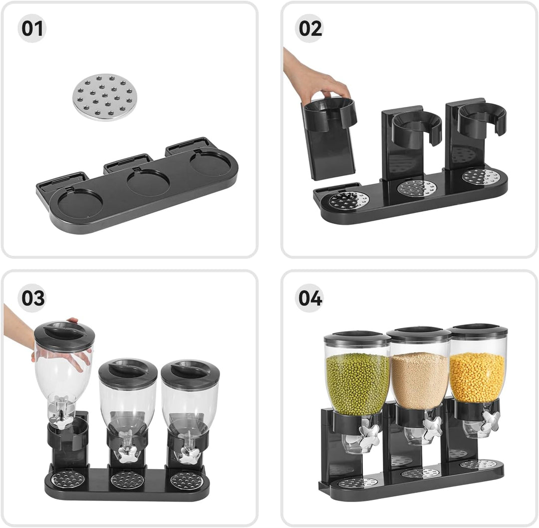 Spender 6L 3-fach mit Drehknopf für Cerealien und Snacks