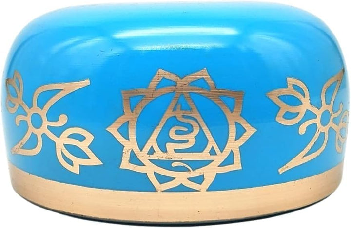Tibetan Himmelblau Singing Bowl Set mit Klöppel & Kissen - Handgefertigte Klangschale für Meditation