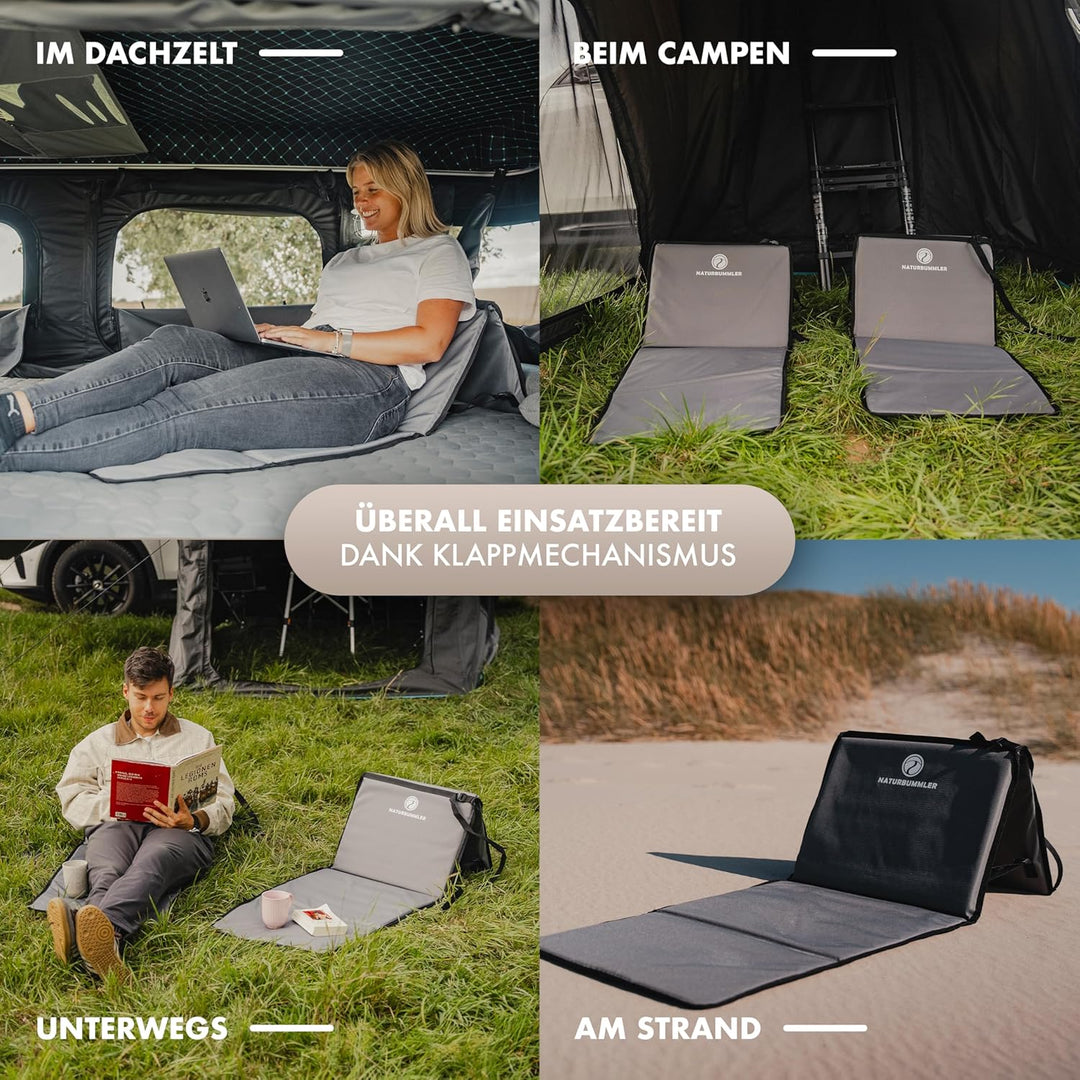 NATURBUMMLER Campingliege faltbar leicht [Cloud Lounge+] – tragbare Strandliege mit Rückenlehne &amp; Ta