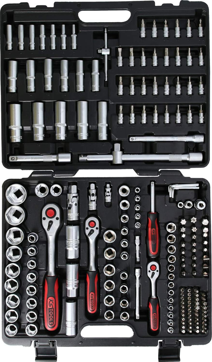 KS Tools 917.0795 1/4%22+3/8%22+1/2%22 Steckschlüssel-Satz, 195-tlg. &amp; BGS Diy 1198 | Maul-Ringschlü