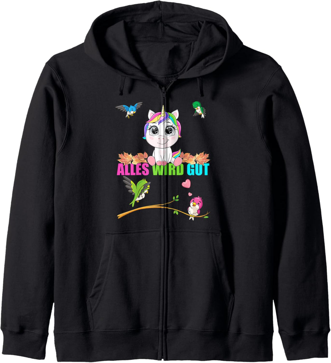 Süsses Einhorn - alles wird gut - Statement Kapuzenjacke