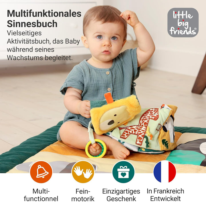 Little Big Friends Soft Activity Book 2 in 1 | Stoff Fühlbuch & Quiet Book Baby | Kontrastbuch mit B
