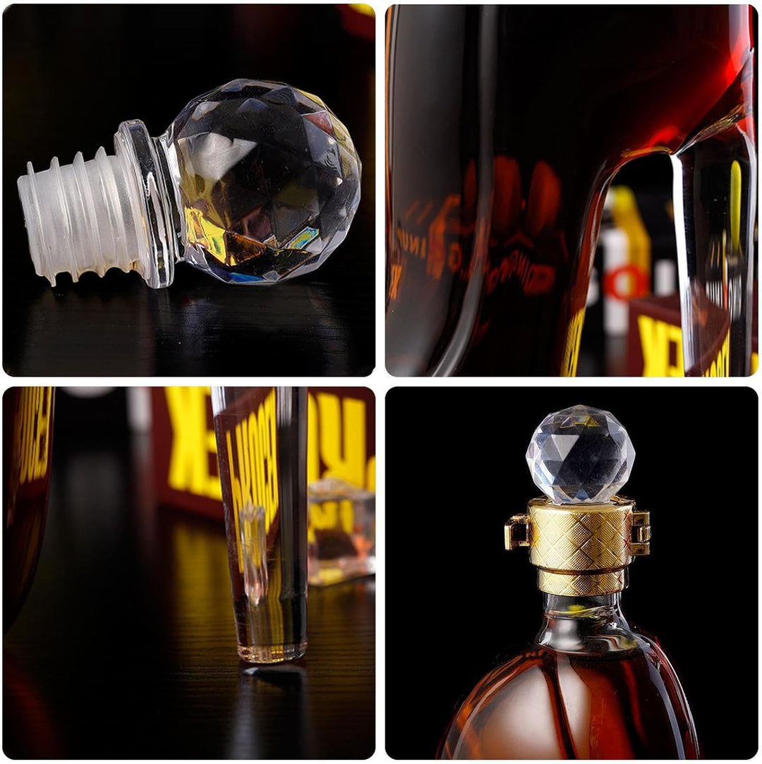 Weindekanter, hochhackige Schuhform, grosse Anwendung, Whiskyflasche mit Deckel, 350 ml, transparent