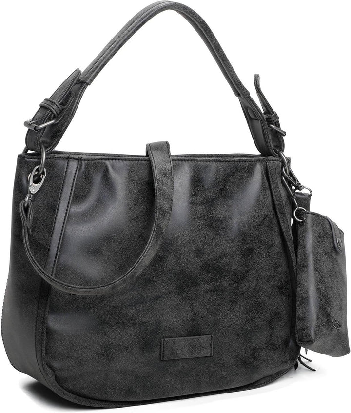 Fritzi aus Preussen Damen Fritzi 2 Medium Hobo Schultertasche Black Idol, Black Idol