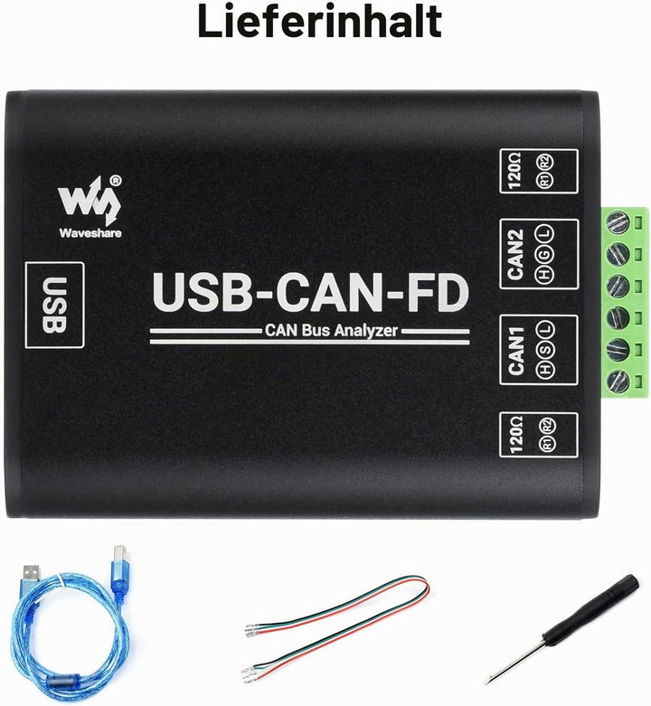 Waveshare Industrial Grade CAN/CAN FD Bus Data Analyzer, USB to CAN FD Adapter, CAN/CAN FD Bus Commu