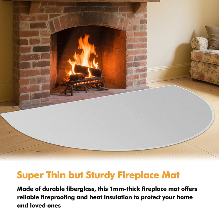 TOHONFOO Herdteppiche für Kamine, feuerfest, 106,7 x 61 cm, halbrund, feuerfeste Kaminmatte, Herdber