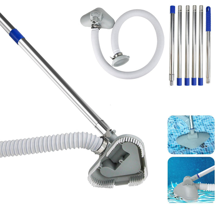 Poolsauger Bodensauger, Poolreiniger Bodensauger mit 4m Extradicker Schlauch und Edelstahlgriff, 202