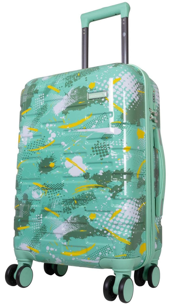 Hartschalen Koffer Trolley Cespara Handgepäck mit modernem Motiv Print - Farbe Grün - Gr. M