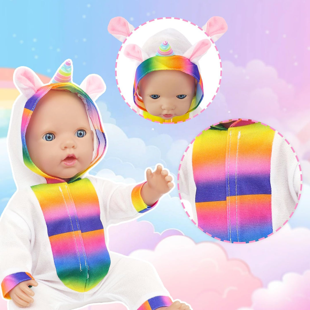 6 Sätze Tierkostüm Puppenbekleidung für 40-45cm (16-18 Zoll) Puppen (mit Dinosauriern, Einhornen, Fr