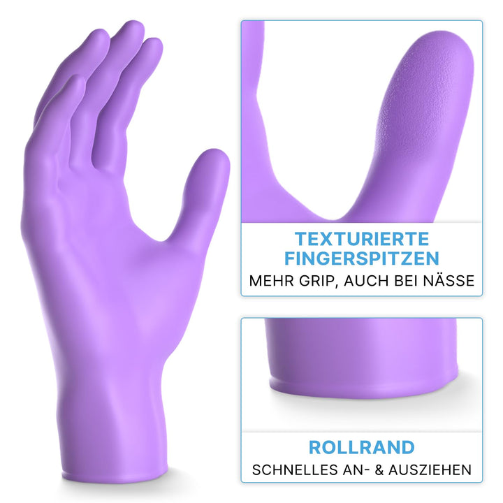 1000 Stück ARNOMED Einweghandschuhe Lila, Einmalhandschuhe M, Nitril Handschuhe Einweg, Nitrilhandsc
