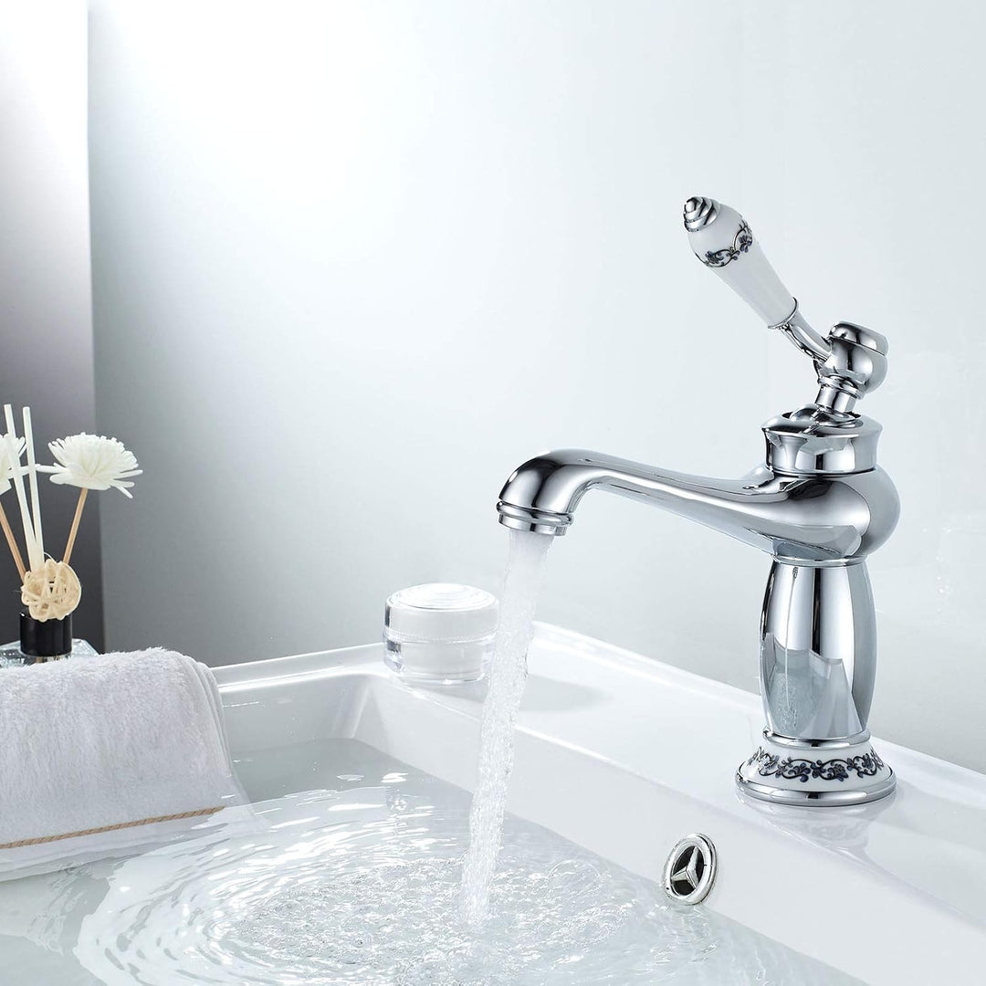 Namuoto Wasserhahn Retro, Wasserhahn für Bad Waschtischarmatur Messing Einhebelmischer Waschbecken W