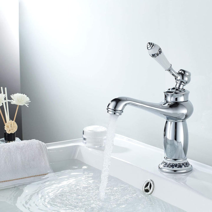Namuoto Wasserhahn Retro, Wasserhahn für Bad Waschtischarmatur Messing Einhebelmischer Waschbecken W