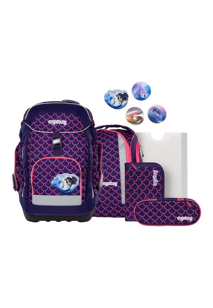 ergobag Schulranzen-Set Maxi Set PerlentauchBär - Lila