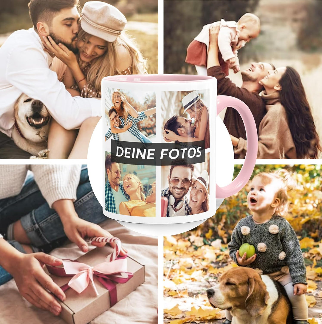 Tasse personalisiert Fotocollage Fototasse mit bis zu 5 Fotos persönliches Geschenk Kaffeetasse mit