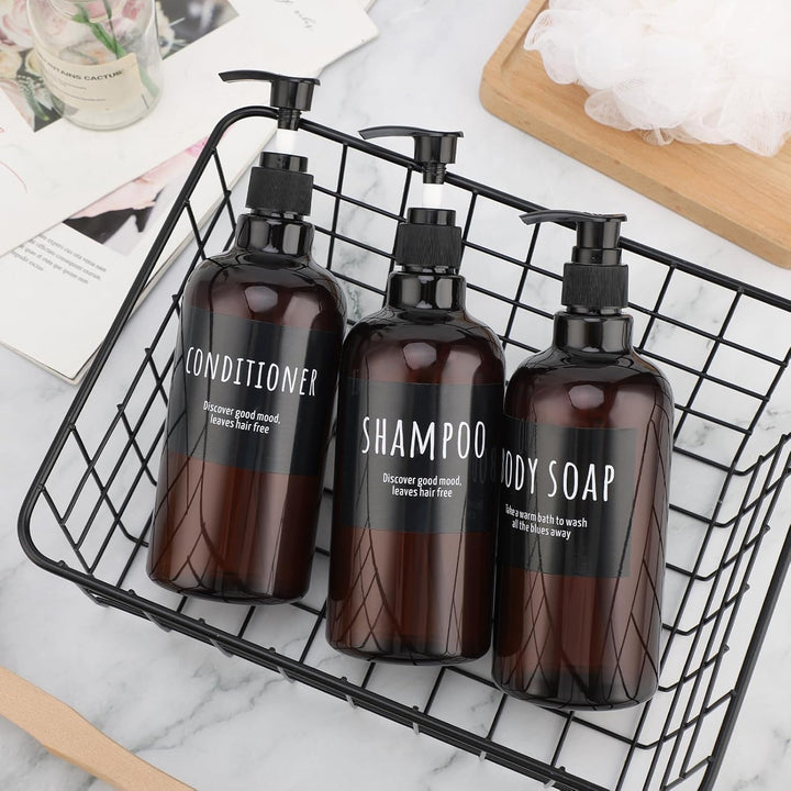 Segbeauty 500ml Shampooflasche Nachfüllbar, 3pcs 16.9oz Shampoospender mit Etikett, Leere Pumpflasch
