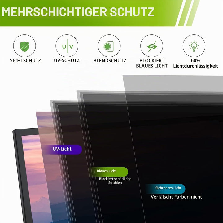 SOPPY Blickschutzfilter, 23,8 Zoll Monitor Blickschutzfolie, Monitor Screen Filter Datenschutz Bilds