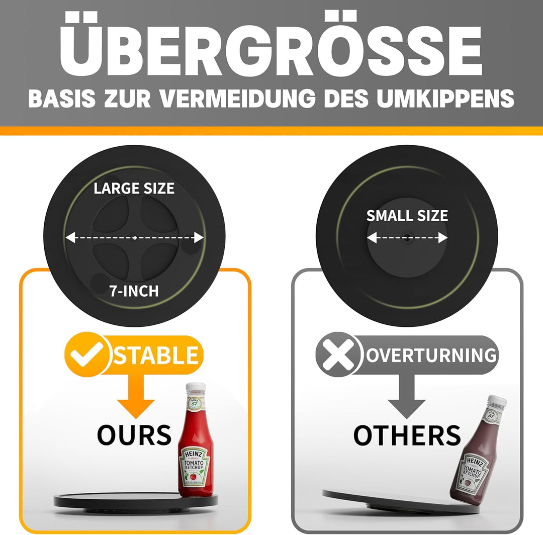 Homerays Bambus Drehteller Organizer Lazy Susan, Drehteller Küchen Organizer-22cm, Anti-Rutsch-Gewür