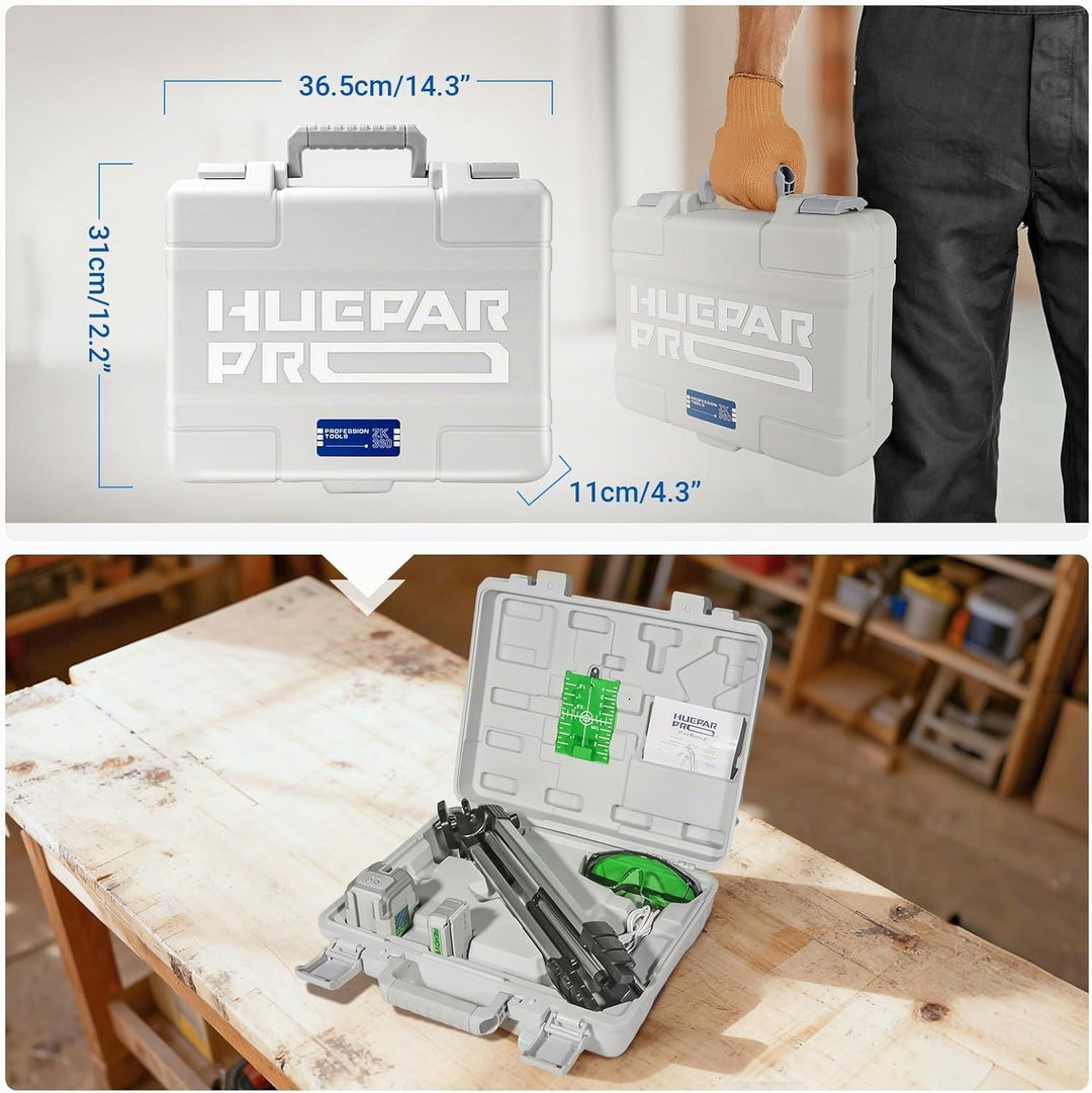Huepar Pro Nivellierger mit 140 cm Stativ, selbstnivellierend, wiederaufladbar Pulsmode, umschaltbar